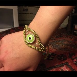 Lime green studded eye bracelet